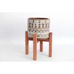 Cement Planter on Wooden Stand at Guineys Ireland