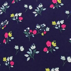 Stretch Georgette Floral Navy Fabric CGEO7-11 - Price by the Metre