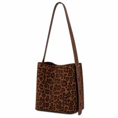 Suede Leopard Bucket Bag by Gessy