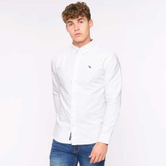 Showing the front of the Chatmen Slim Fit Oxford Shirt White