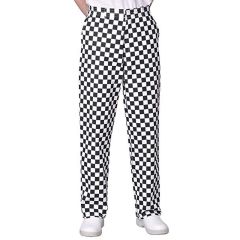 Black & White Large Check Chef Trousers - Front