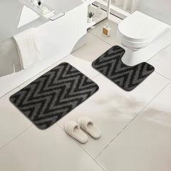 Chevron Stripe Bath Mat Set Charcoal 