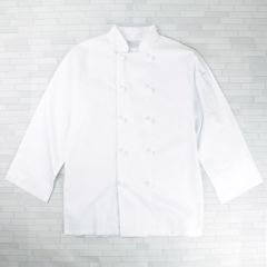 White Knotted Button Chef Jacket