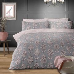 Christine Reversible Duvet Cover Set Grey & Pink at Guineys Ireland