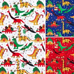 Christmas Dino Fabric - Price by the Metre (5688)