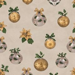 Christmas Bauble PVC Oil Cloth Cream & Gold – By the Metre
