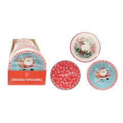 Christmas Paper Bowls 16cm 6 Pack