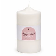 White unscented church pillar candle 7.5 x 15cm with up to 70 hour burn time