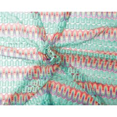 Zig Zag Cascade Lace Fabric Turquoise- Price by the Metre - Online Offer Only
