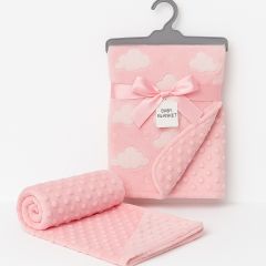 2 layer waffle baby blanket pink precious motif soft polyester