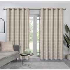Coastal Check Readymade Eyelet Curtains Natural at Guineys Ireland