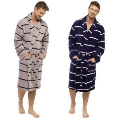 Coral Fleece Stripe Bathrobe at Guineys Ireland