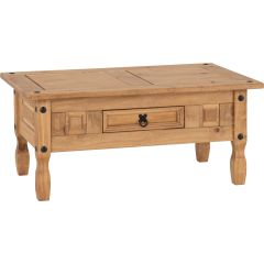 Corona 1 Drawer Coffee Table - Distressed Waxed Pine