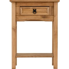 Corona 1 Drawer Console Table with Shelf - Distressed Waxed Pine