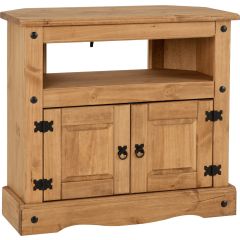 Corona Corner TV Cabinet - Distressed Waxed Pine