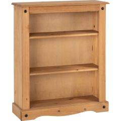 Corona Low Bookcase in distressed waxed pine
