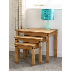 Corona Nest of Tables - Distressed Waxed Pine