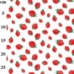 Strawberry Printed Ivory Polycotton Fabric TC0038 - Price by the Metre