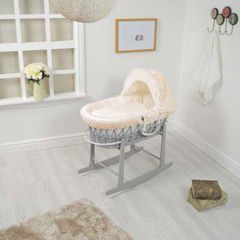 Dimple Wicker Moses Basket Cream