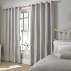 Croma Geometric Jacquard Eyelet Curtains Silver 66x72