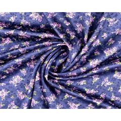 Jacquard Satin Floral Navy Fabric CSAT10-11 - Price by the Metre