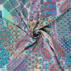 Satin Paisley Printed Multi-Colour Folded Bolt Fabric CSAT13-13-DF - Price by the Metre