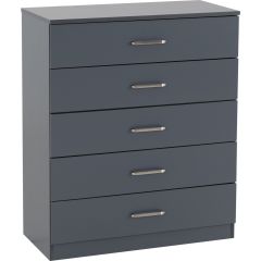 Dakota 5 Drawer Chest in dark grey