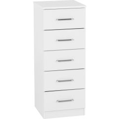 Dakota 5 Drawer Narrow Chest - White