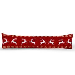 Festive draught excluder with dancing stag design