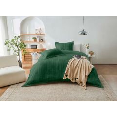 Hyde Tufted Stripe Dark Green Duvet Cover Set