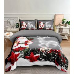 Grey Deer Santa Christmas duvet cover set with matching pillowcases