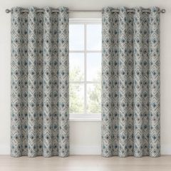 Delta Interlined Eyelet Curtains Teal 90x108 inch pair
