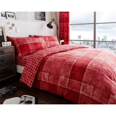 Gaveno Cavailia Denim Check Red Duvet Cover Set at Guineys Ireland