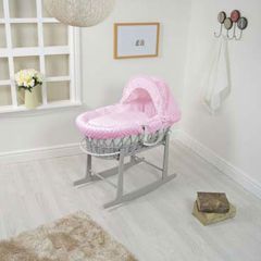 Dimple Wicker Moses Basket Pink