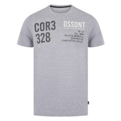 Dissident men's cotton t-shirt in grey with COR3 328 DSSDNT digital print