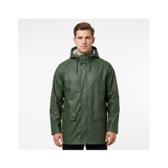 model wearing the Men's Olive Green Rain Jacket