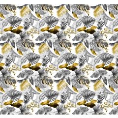 Tropical Gold & Silver Glossy Oil Cloth Tablecloth DT33 - Price by the Metre at Guineys Ireland