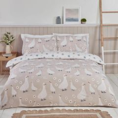 Duck floral duvet cover bedding set styled in a neutral modern bedroom with matching pillowcases.