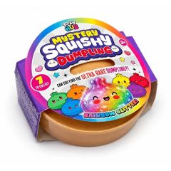 Mystery Squishy Dumpling rainbow glitter fidget toy in packaging