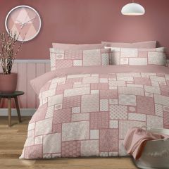 Folk Patchwork Reversible Blush Duvet Cover Set at Guineys Ireland