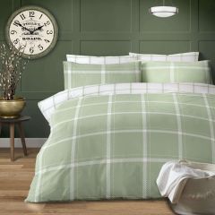 Houndstooth Check Reversible Sage Duvet Cover Set