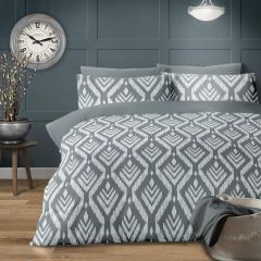 Ikat Reversible Grey Duvet Cover Set
