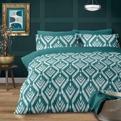 Ikat Reversible Teal Duvet Cover Set
