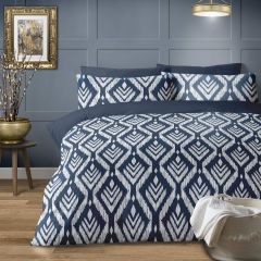 Ikat Reversible Navy Duvet Cover Set