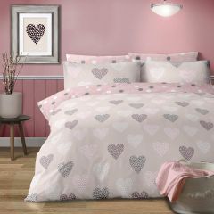 Polka Hearts Reversible Blush Duvet Cover Set