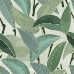 Floral pattern with blue, yellow, and orange flowers and green leaves on a white background, creating a delicate and intricate design.