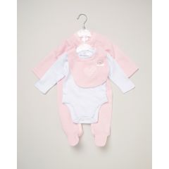 Rock-A-Bye Baby Boutique 3-Piece Pink Dungaree Set