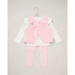 Lily & Jack Faux Fur Gilet 3-Piece Pink Sparkle Star Outfit Set