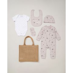 Homegrown Baby 100% Organic Cotton 5 Piece Printed Gift Set-Grey