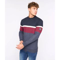 showing Front Of The Easedale Crew Knit Navy Marl 